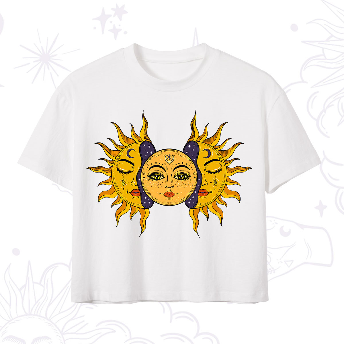 Purplehecate Celestial Twin Suns Crop T-Shirt
