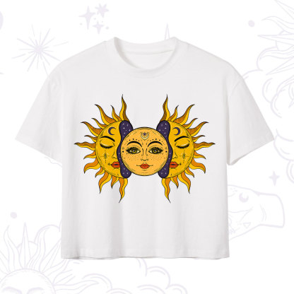 Purplehecate Celestial Twin Suns Crop T-Shirt