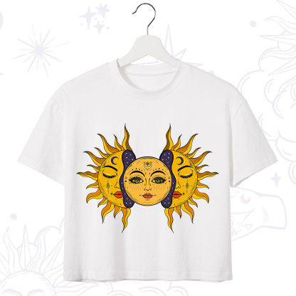 Purplehecate Celestial Twin Suns Crop T-Shirt