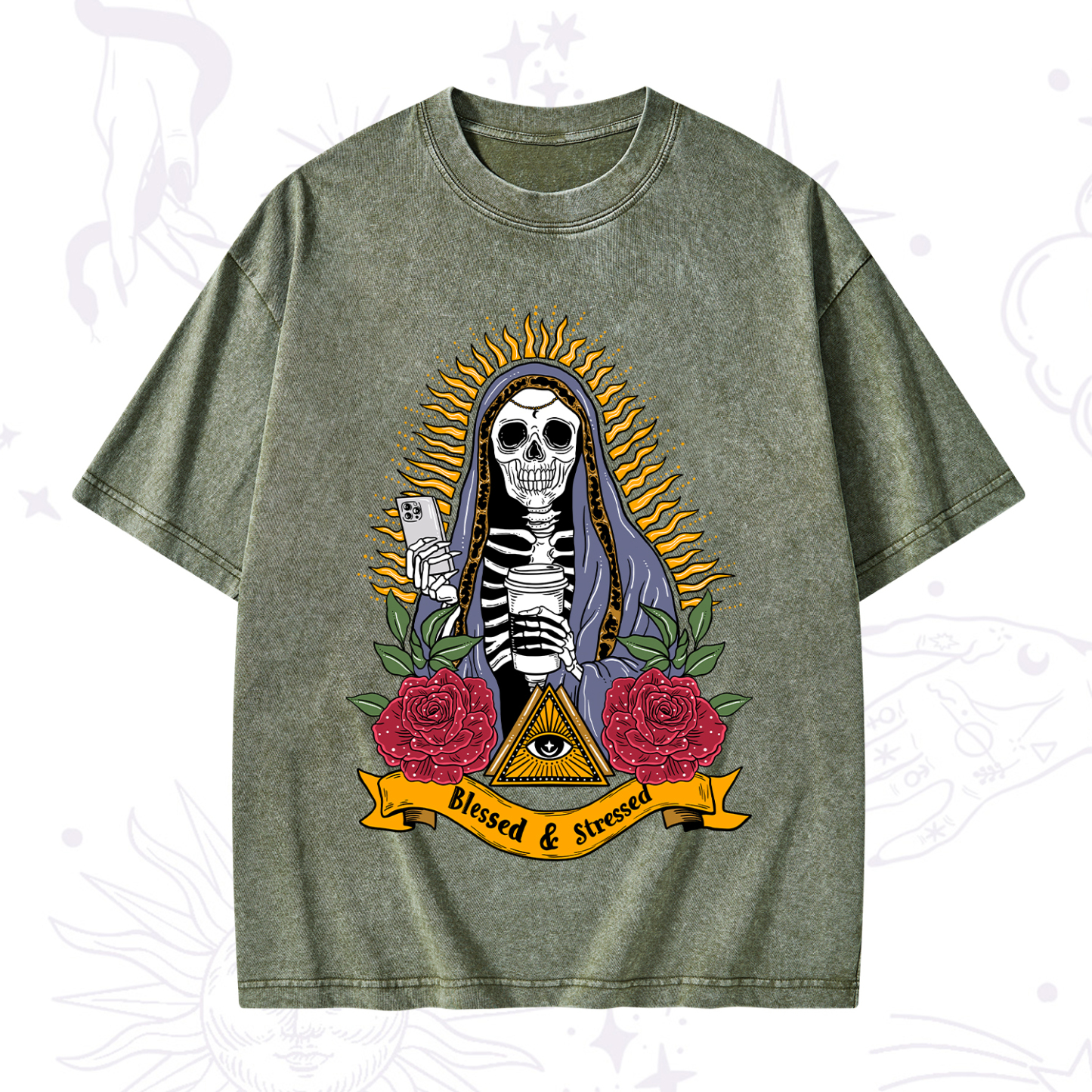 Purplehecate Blessed And Stressed Washed T-Shirt