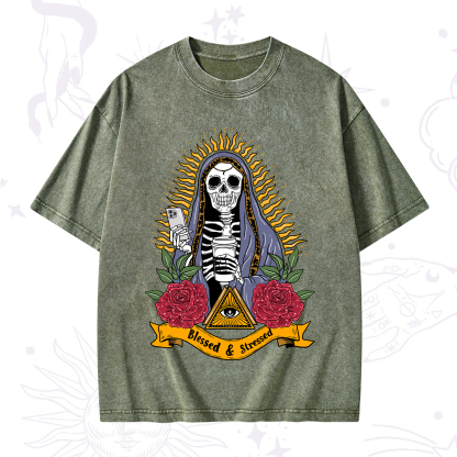 Purplehecate Blessed And Stressed Washed T-Shirt