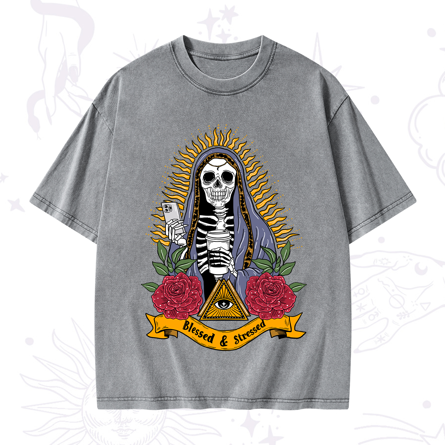Purplehecate Blessed And Stressed Washed T-Shirt