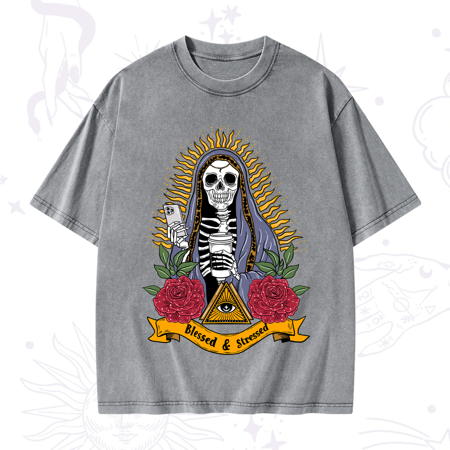 Purplehecate Blessed And Stressed Washed T-Shirt