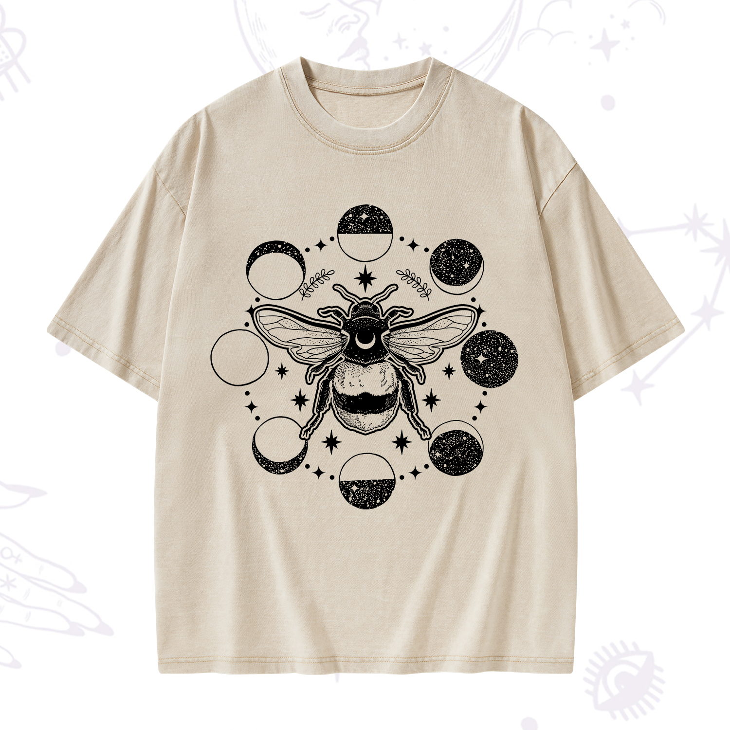 Purplehecate Moon Bee Washed T-Shirt