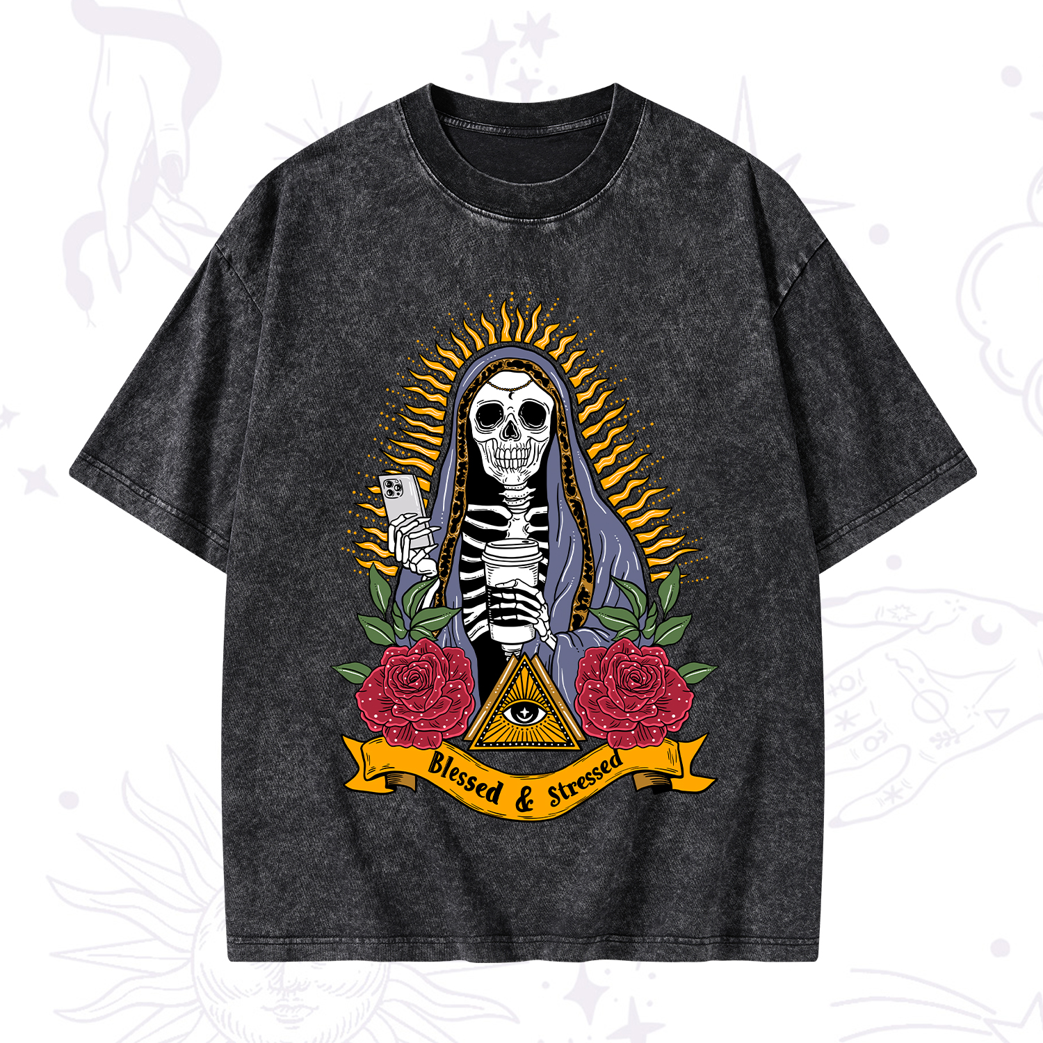 Purplehecate Blessed And Stressed Washed T-Shirt