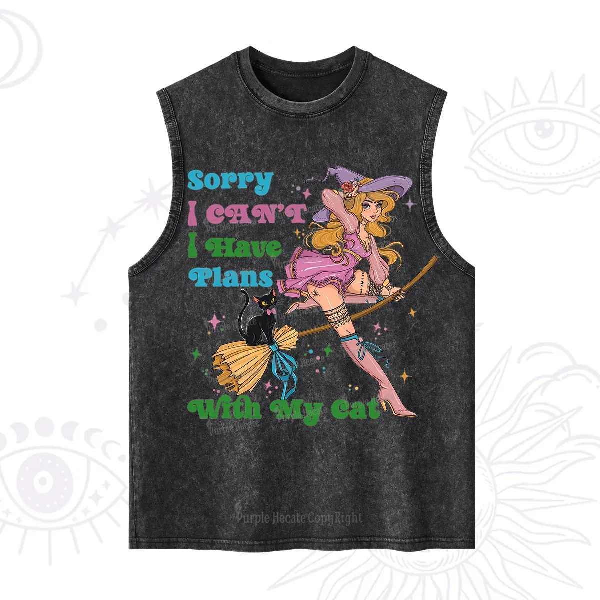 Purplehecate Sorry I Can’t I Have Plans With My Cat Washed Tank