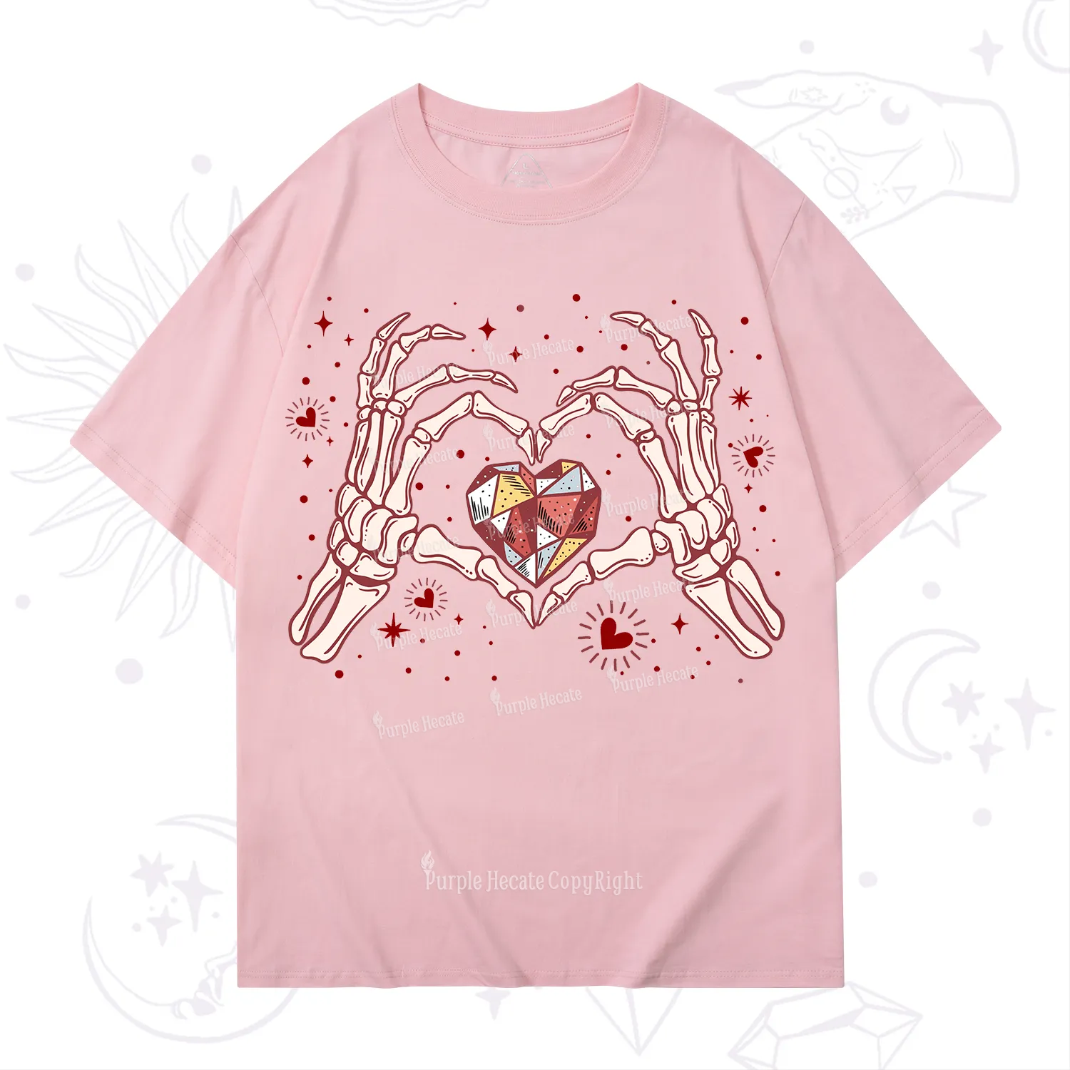 Purplehecate Skeleton Love Hands Valentine T-Shirt