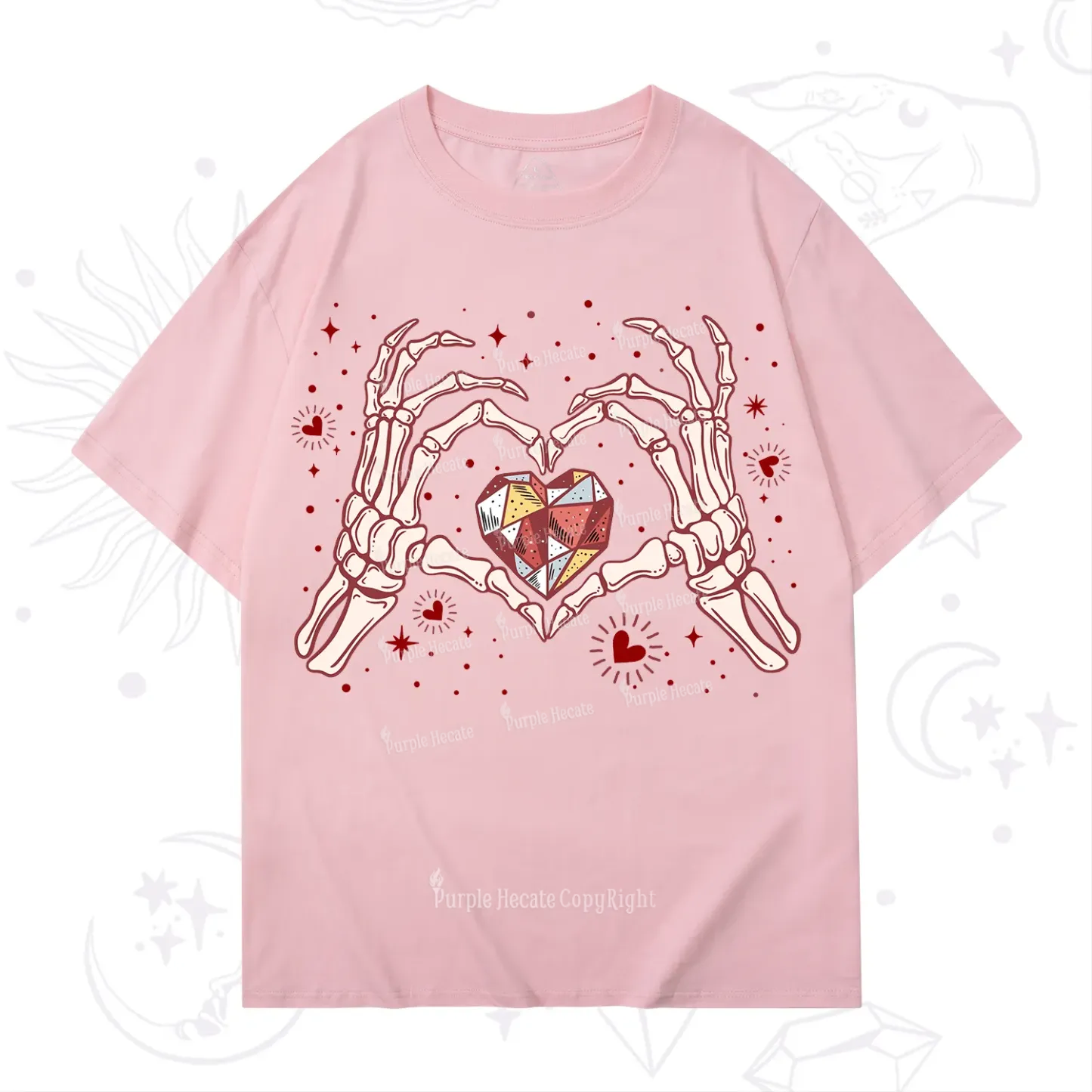 Purplehecate Skeleton Love Hands Valentine T-Shirt