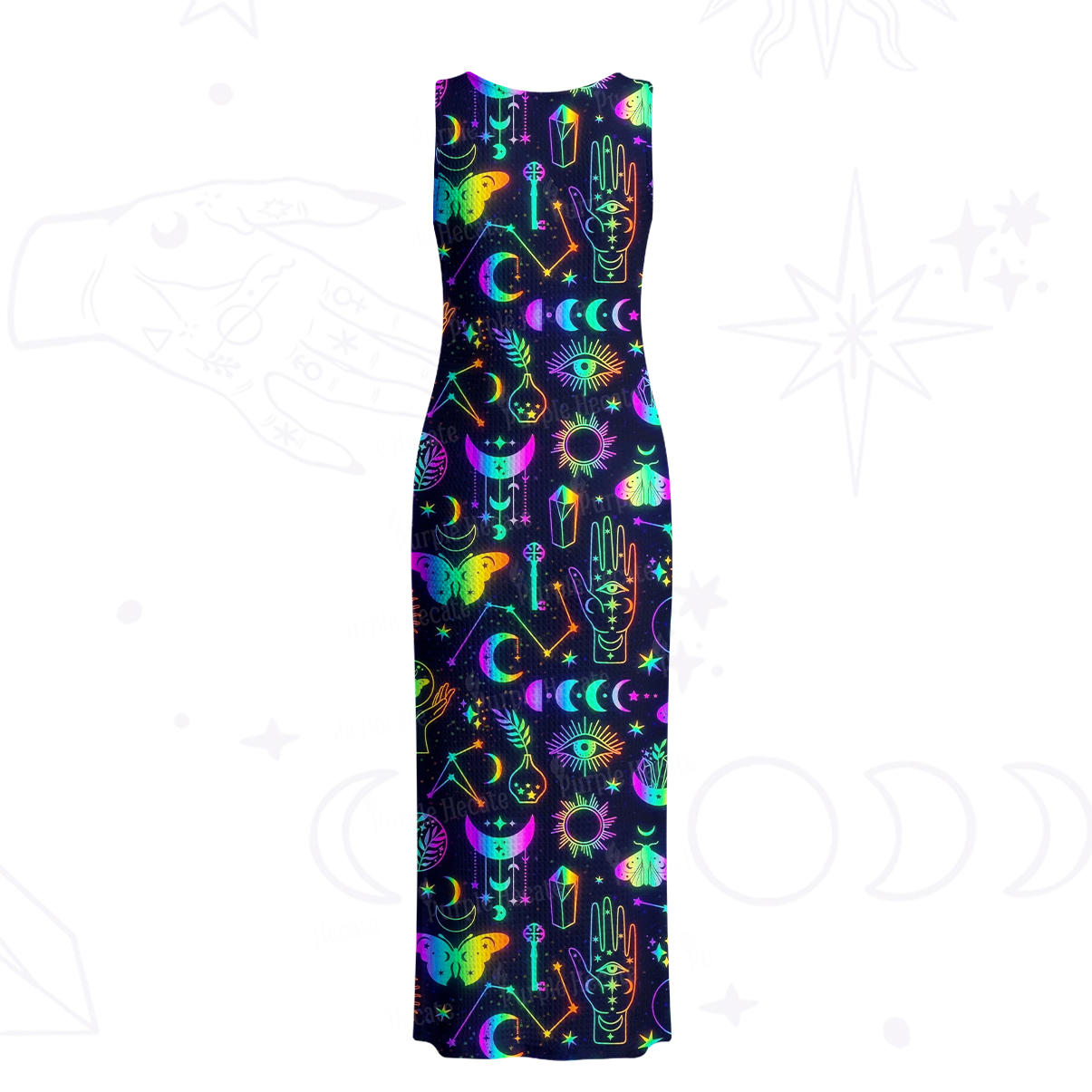 Purplehecate Blacklight Butterfly Crochet Knit Maxi Dress