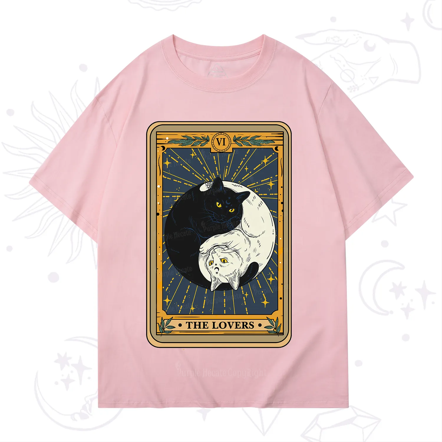 Purplehecate The Lovers Cat Tarot T-Shirt