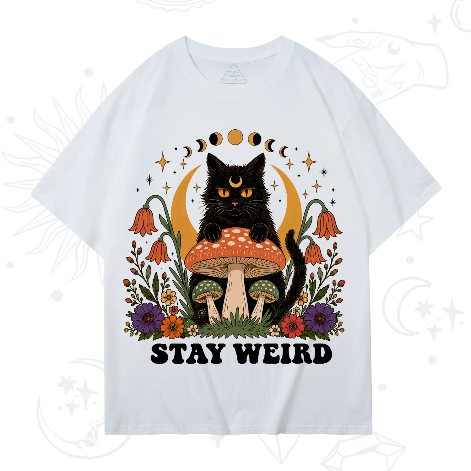 Purplehecate Stay Weird Black Cat T-Shirt