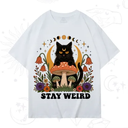 Purplehecate Stay Weird Black Cat T-Shirt