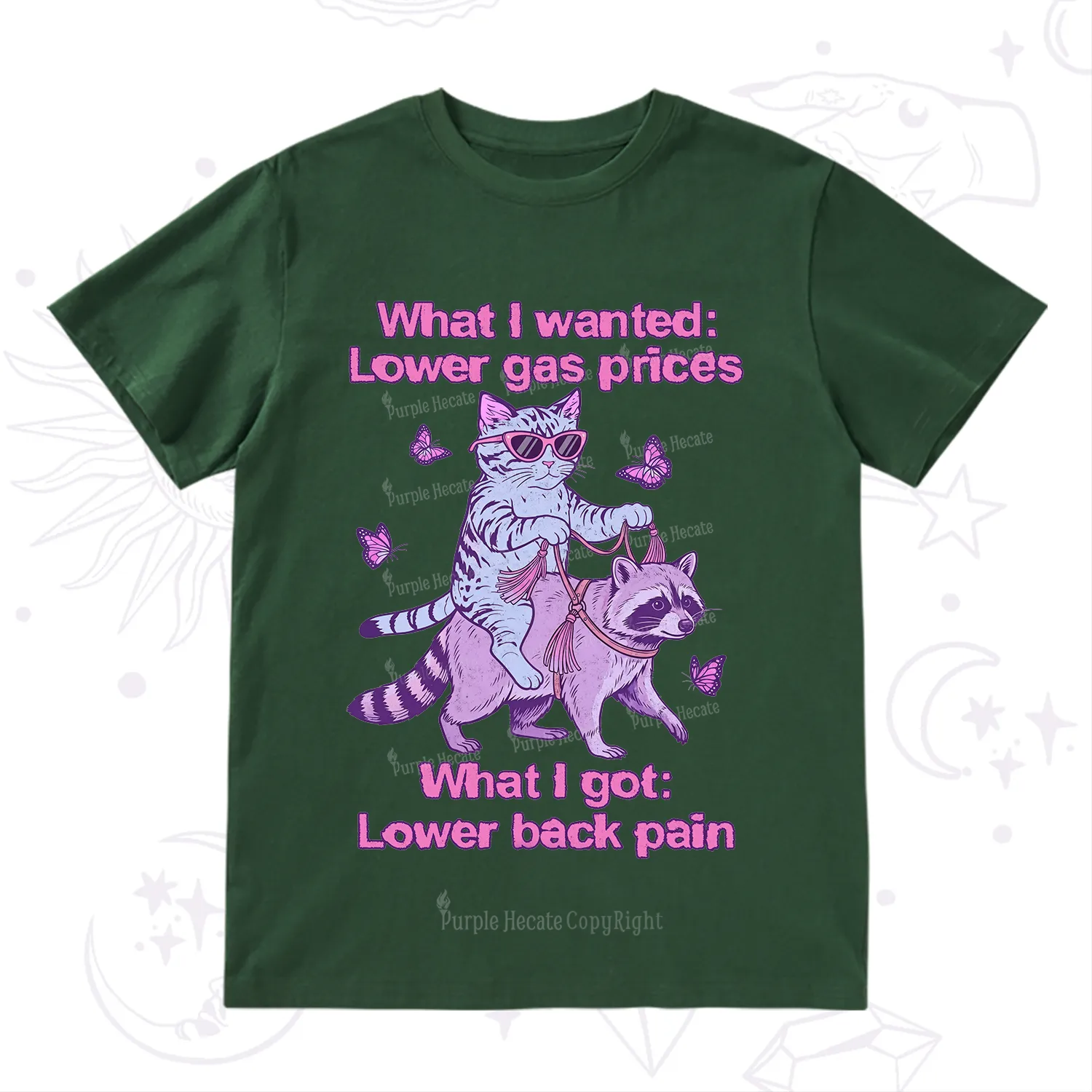 Purplehecate Lower Gas Prices Lower Back Pain Cat T-Shirt