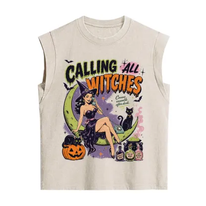 Purplehecate Calling All Witches Halloween Vintage Washed Tank