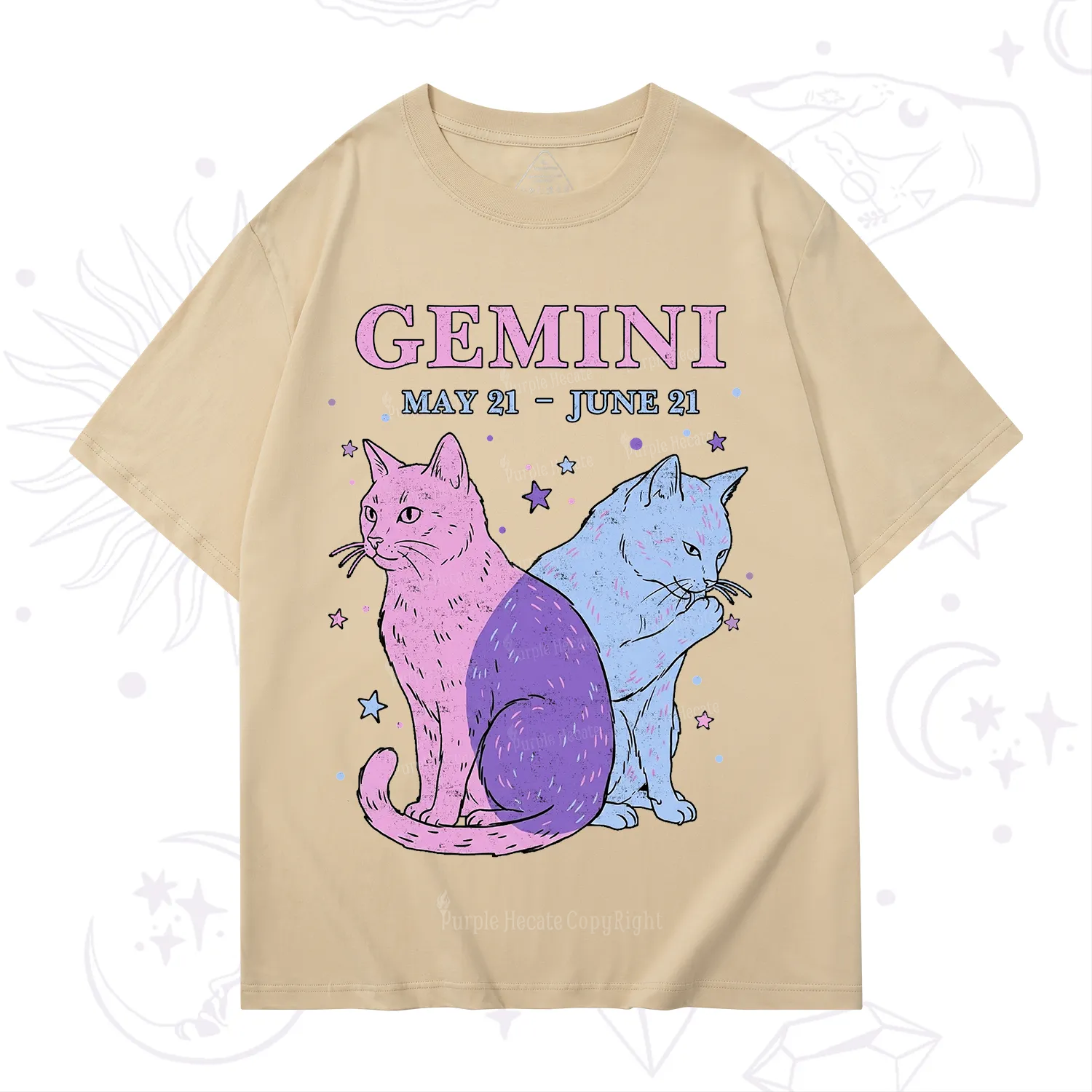 Purplehecate Gemini Zodiac Cats T-Shirt