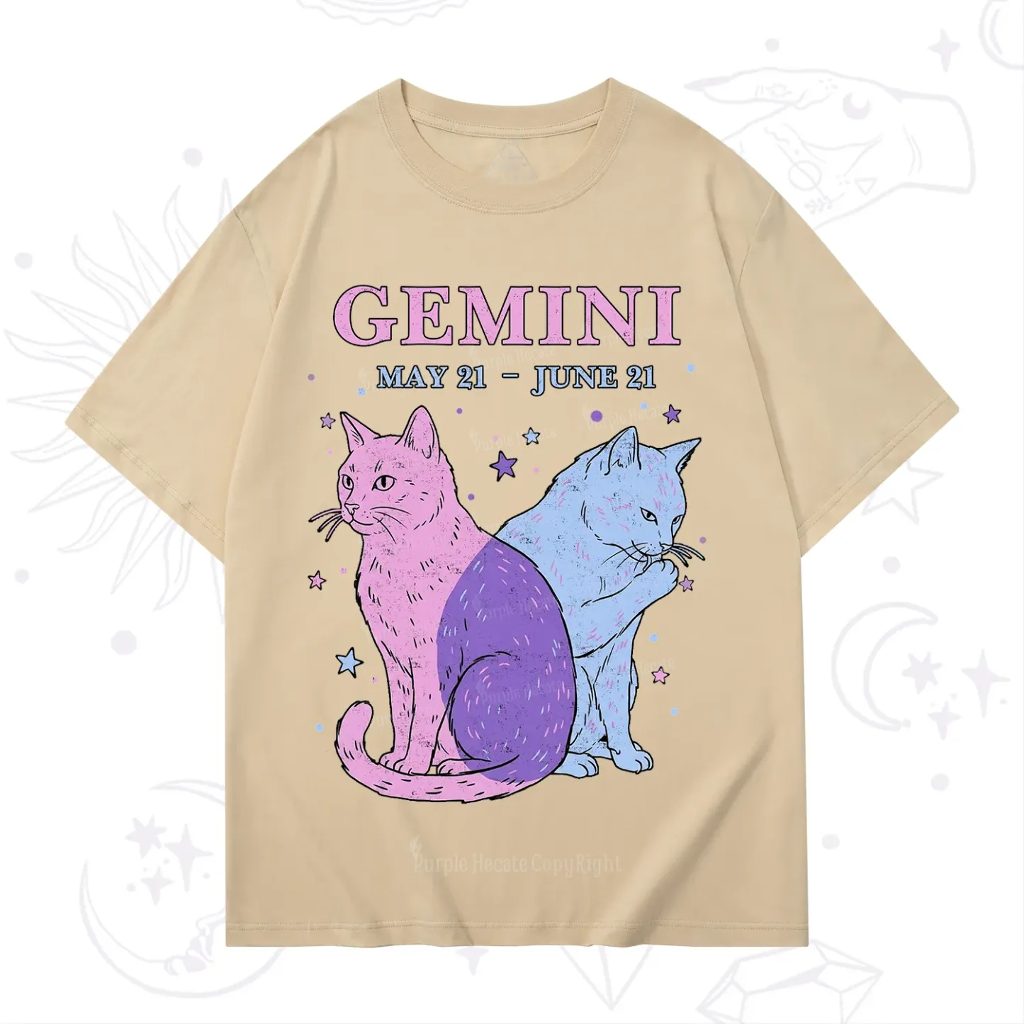 Purplehecate Gemini Zodiac Cats T-Shirt