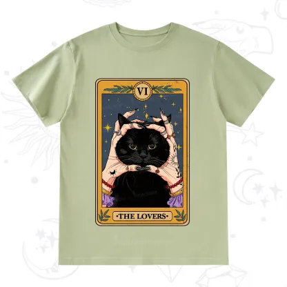 Purplehecate Black Cat The Lovers Tarot Card T-Shirt