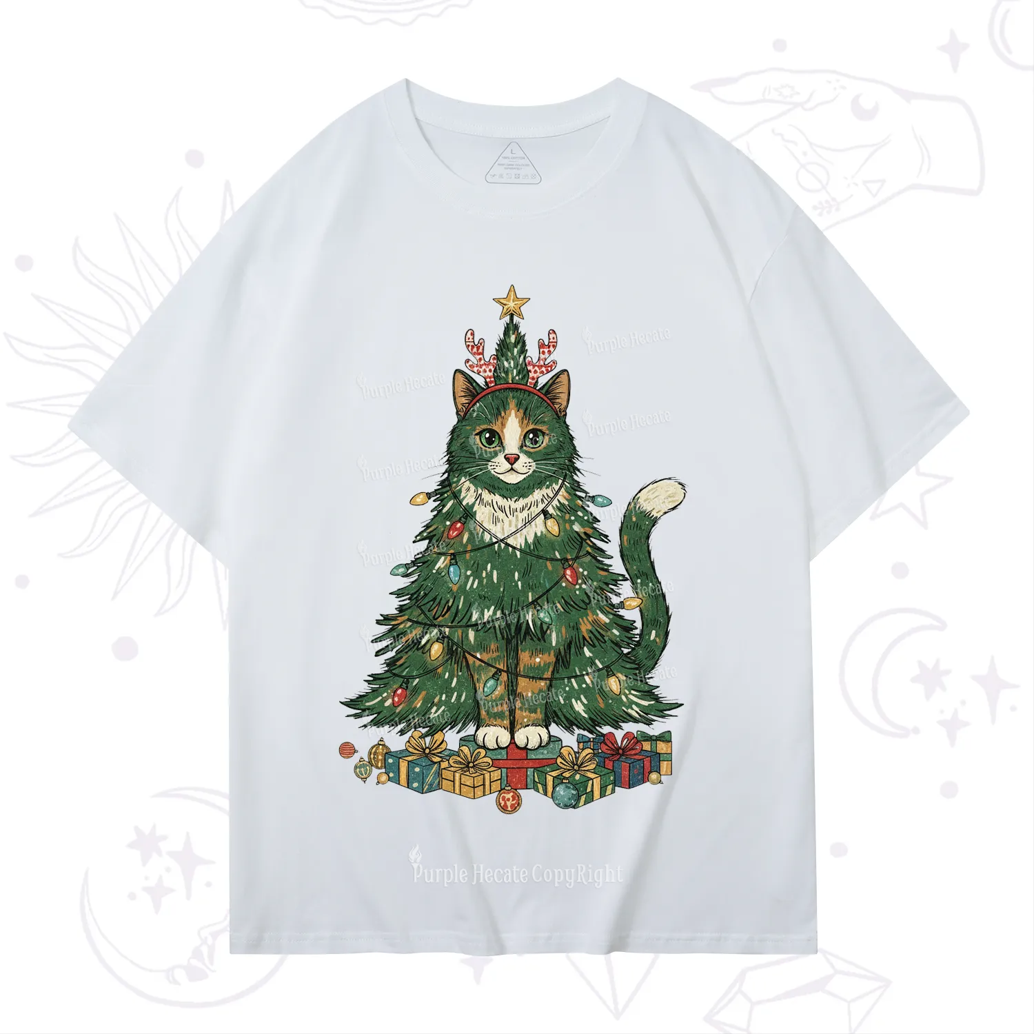 Purplehecate Cute Cats Christmas Tree T-Shirt