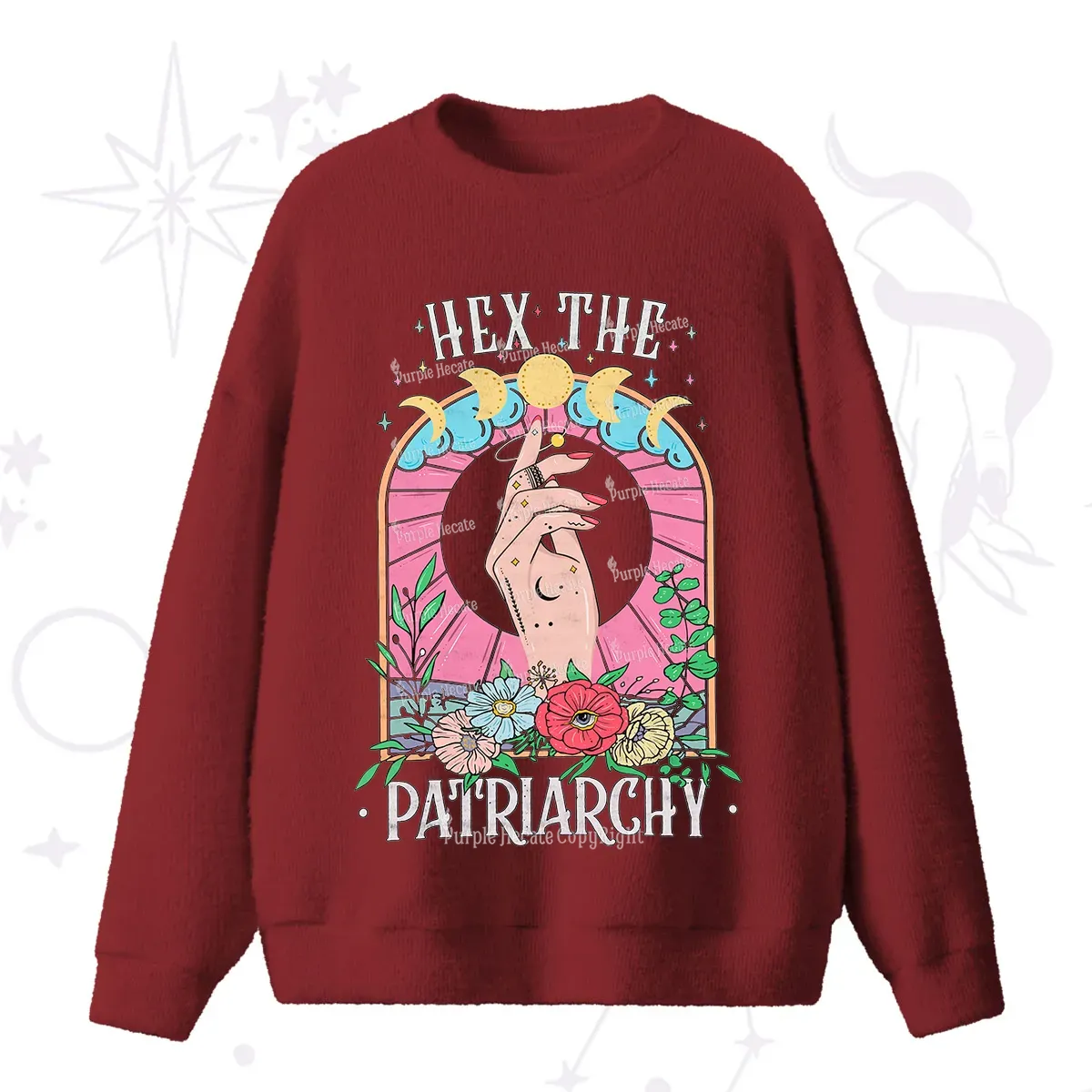 Purplehecate Hex The Patriarchy Fuzzy Ugly Sweater
