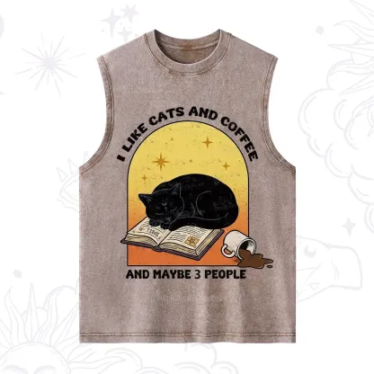 Purplehecate I Like Cats And Coffee Washed Tank