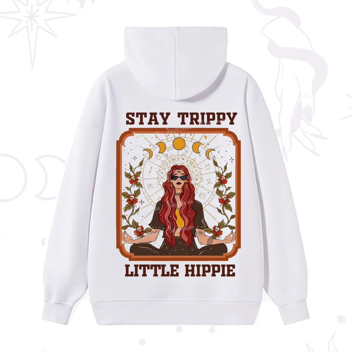 Purplehecate Stay Trippy Little Witchy Hippie Hoodie