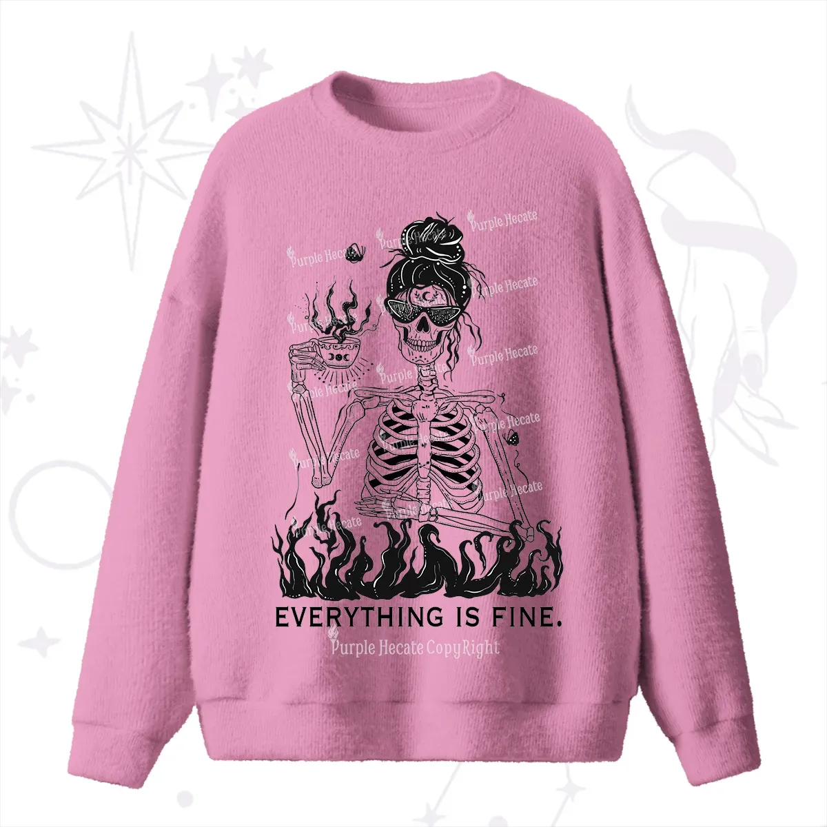 Purplehecate Everything Is Fine Fuzzy Ugly Sweater