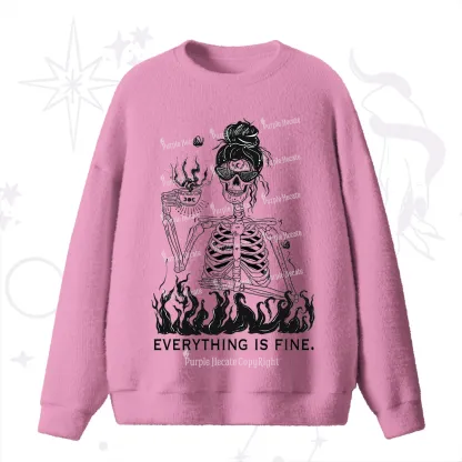 Purplehecate Everything Is Fine Fuzzy Ugly Sweater