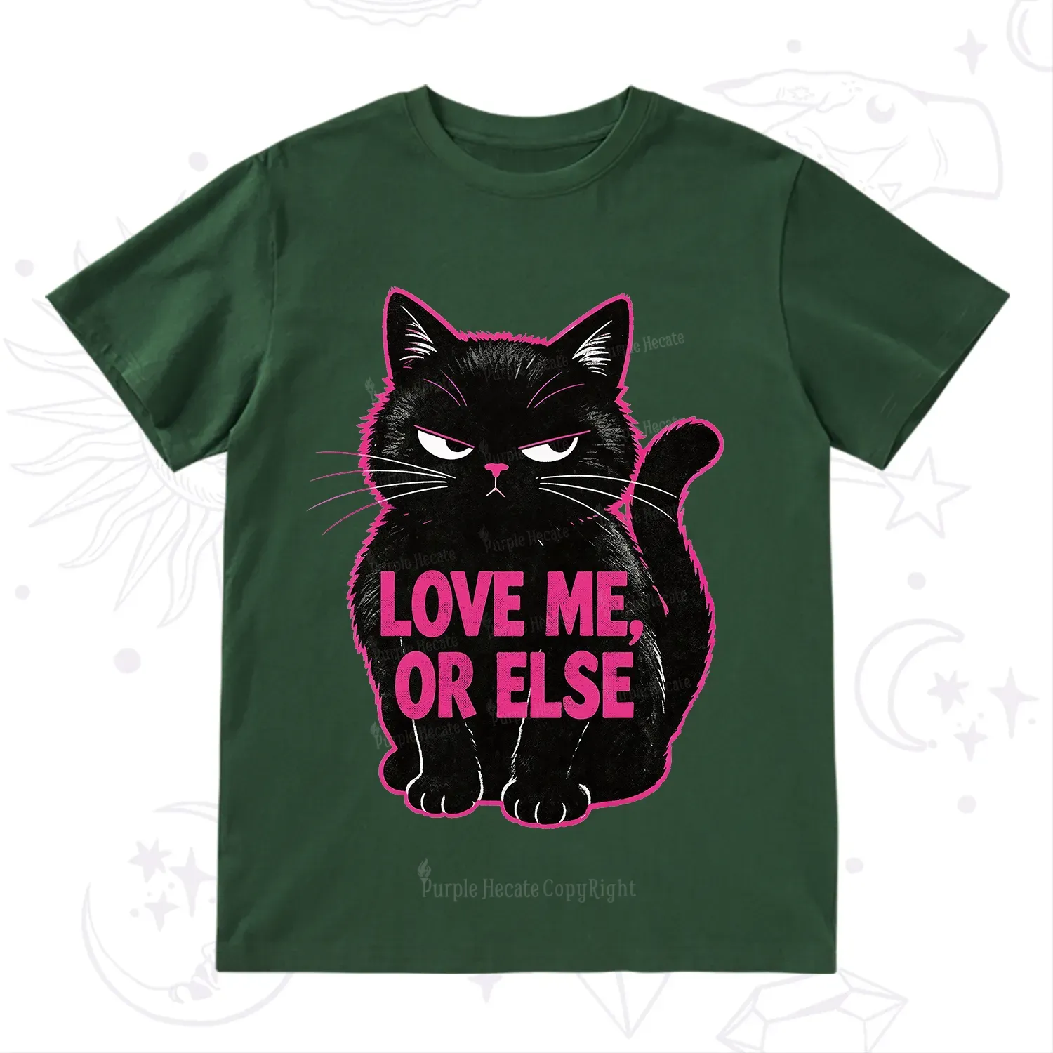 Purplehecate Grumpy Black Cat Love Me or Else T-Shirt
