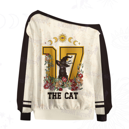 Purplehecate The Black Cat Off The Shoulder Graphic Jersey