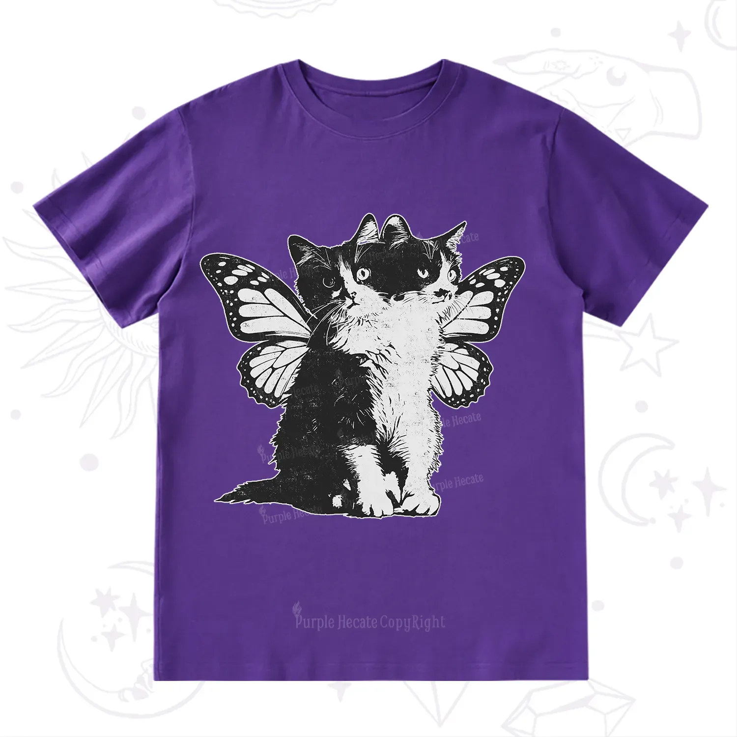 Purplehecate Mystery Butterfly Cat T-Shirt