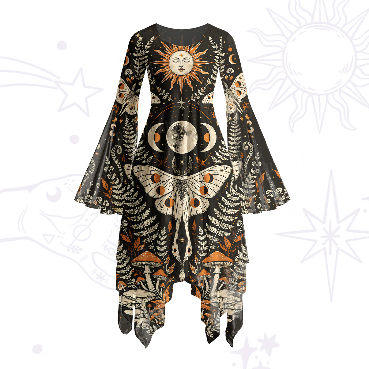 Purplehecate Dance of Luminous Bees Bell Sleeve Dress