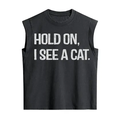 Purplehecate Hold on I See A Cat Vintage Washed Tank