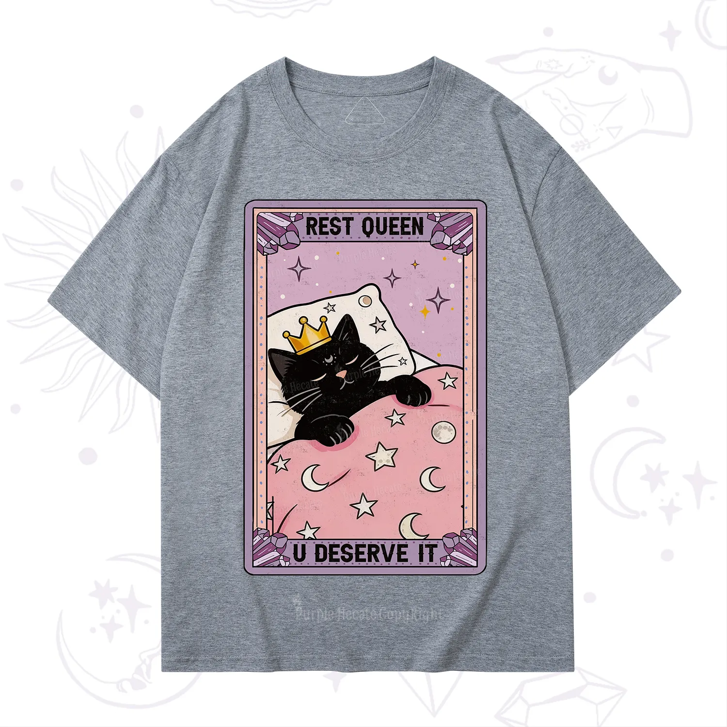 Purplehecate The Rest Queen Cat Tarot T-Shirt