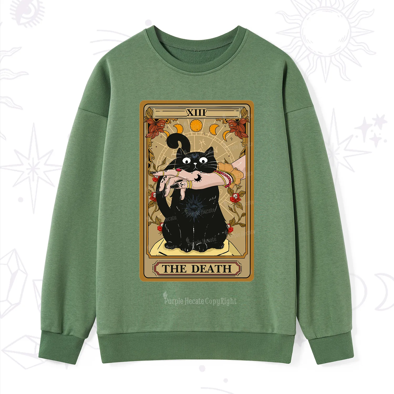 Purplehecate The Death Tarot Black Cat Sweatshirt