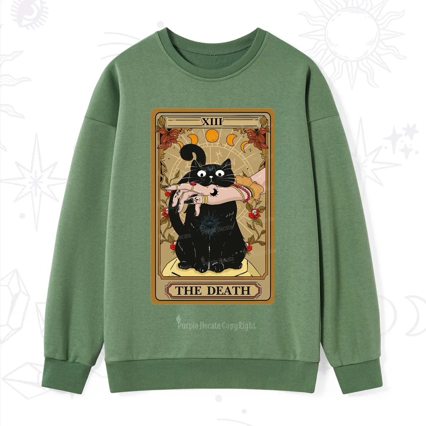 Purplehecate The Death Tarot Black Cat Sweatshirt