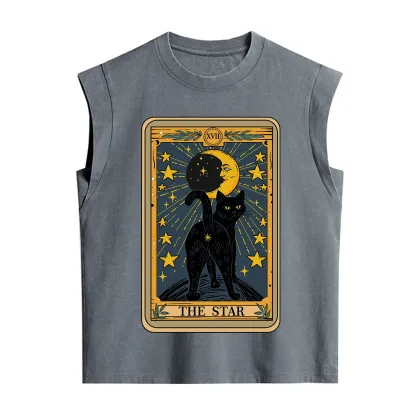 Purplehecate The Star Tarot Cat Vintage Washed Tank