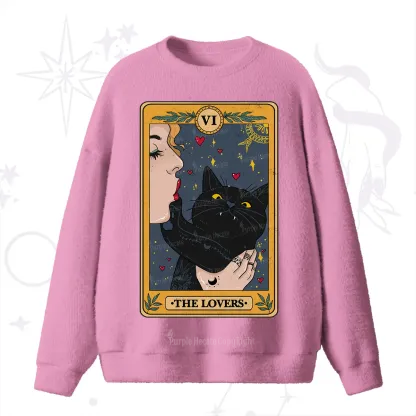 Purplehecate The Lovers Cat Tarot Fuzzy Ugly Sweater
