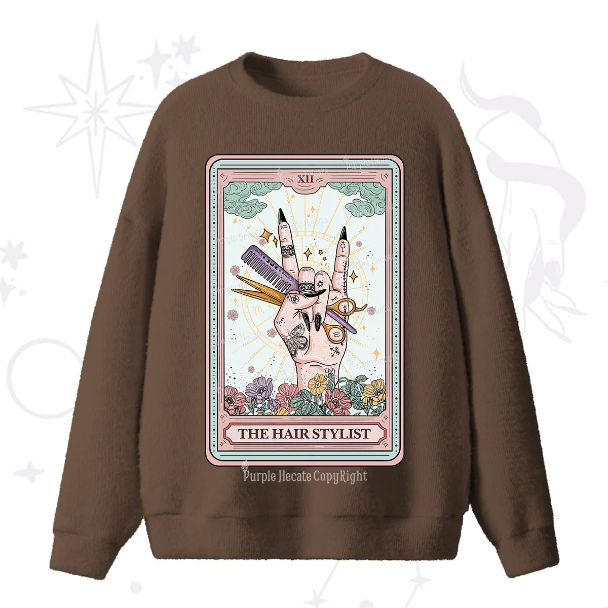 Purplehecate The Hair Stylist Tarot Fuzzy Ugly Sweater