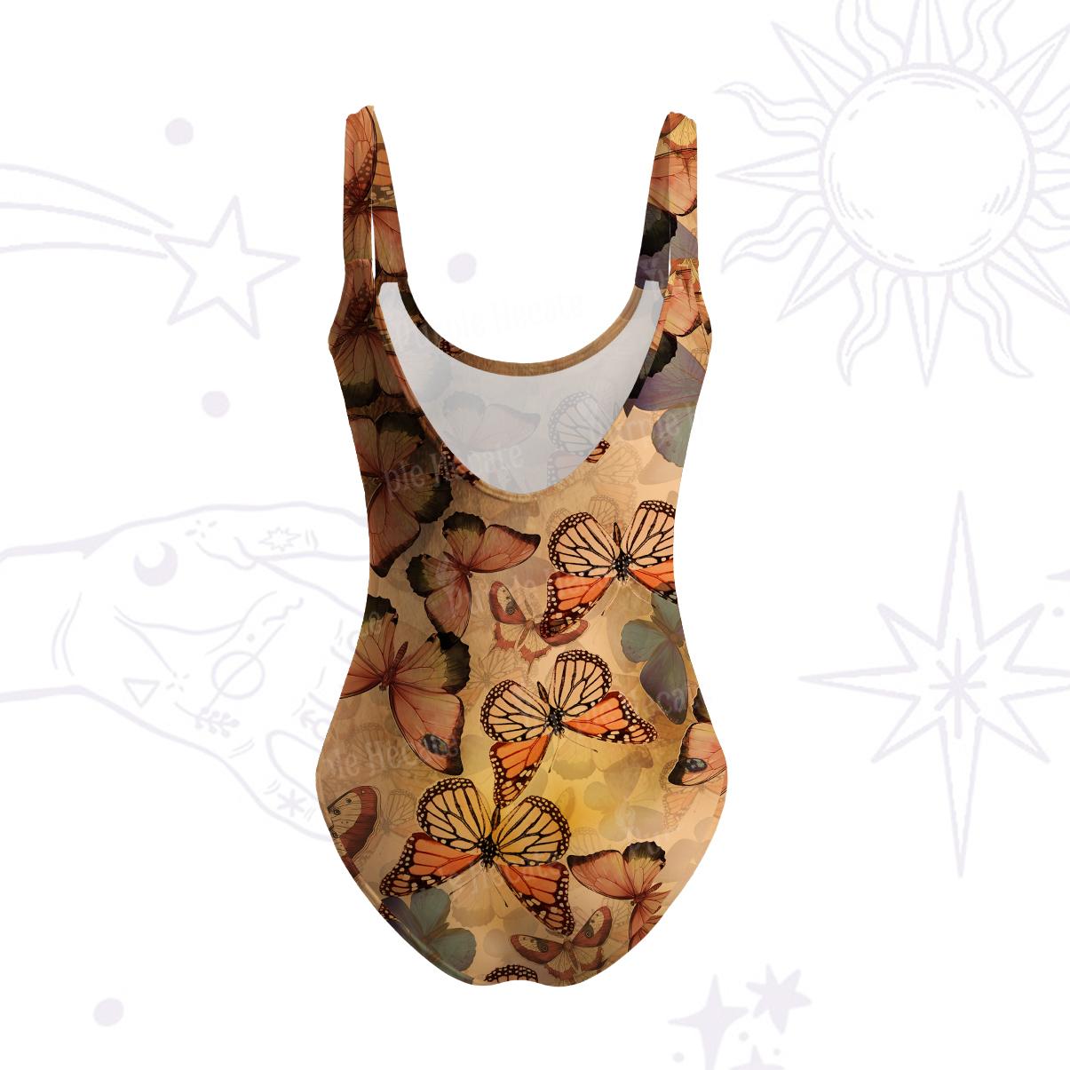 Purplehecate Monarch Butterfly Print Tank One Piece Swimsuit