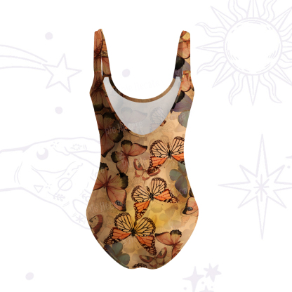 Purplehecate Monarch Butterfly Print Tank One Piece Swimsuit