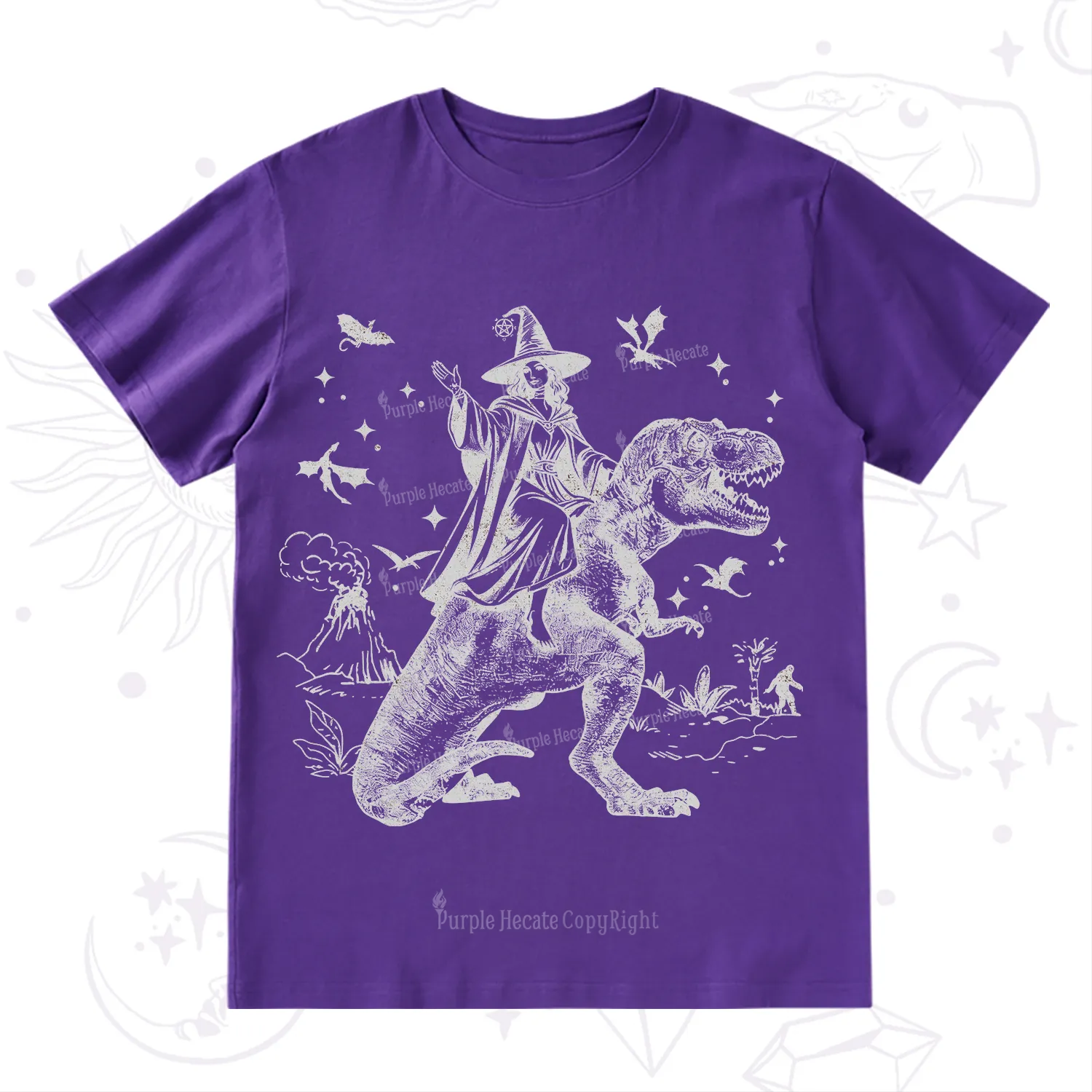 Purplehecate Witch Riding Dino T-Shirt