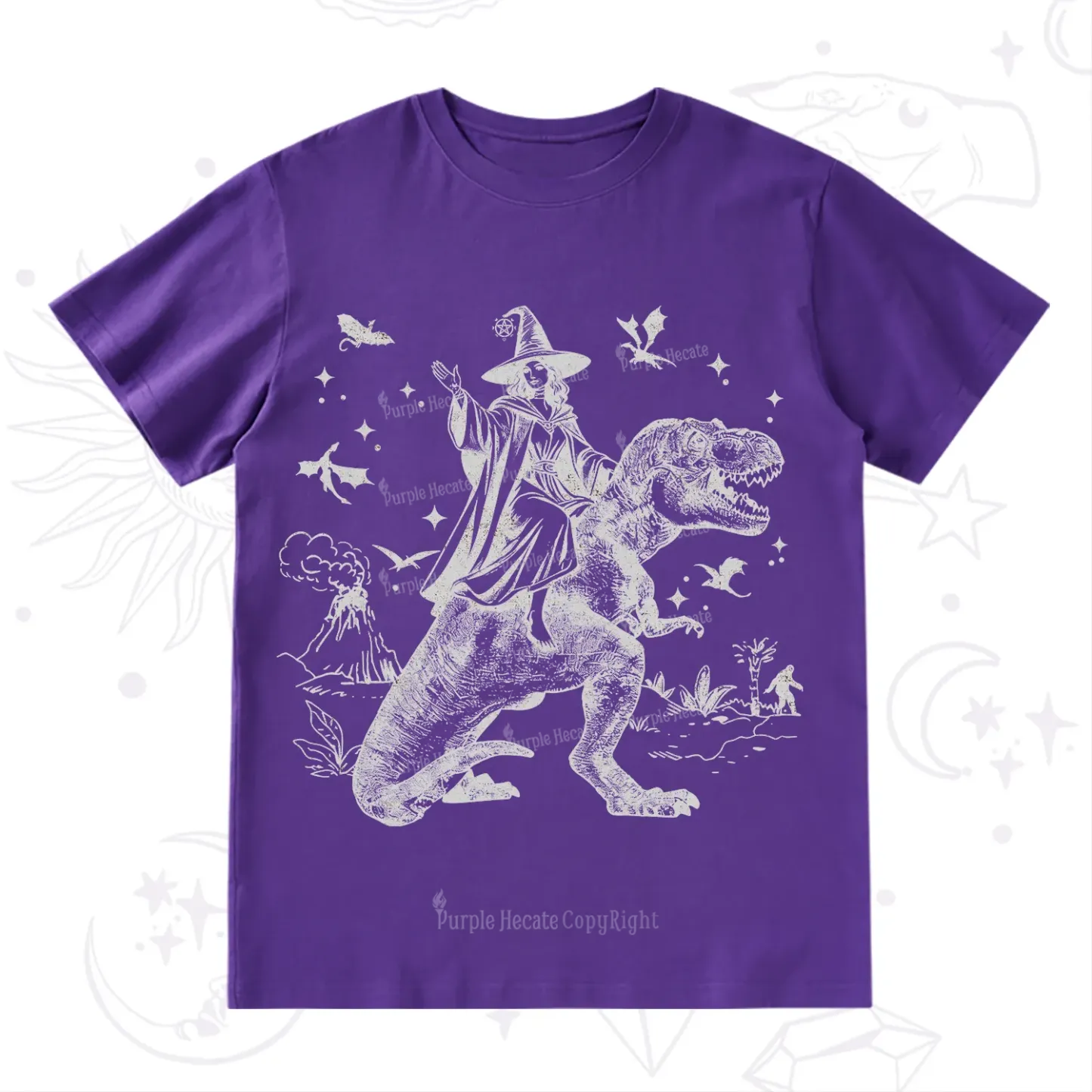 Purplehecate Witch Riding Dino T-Shirt