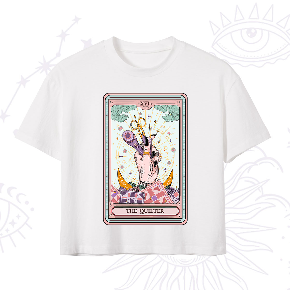 Purplehecate The Quilter Tarot Card Crop T-Shirt