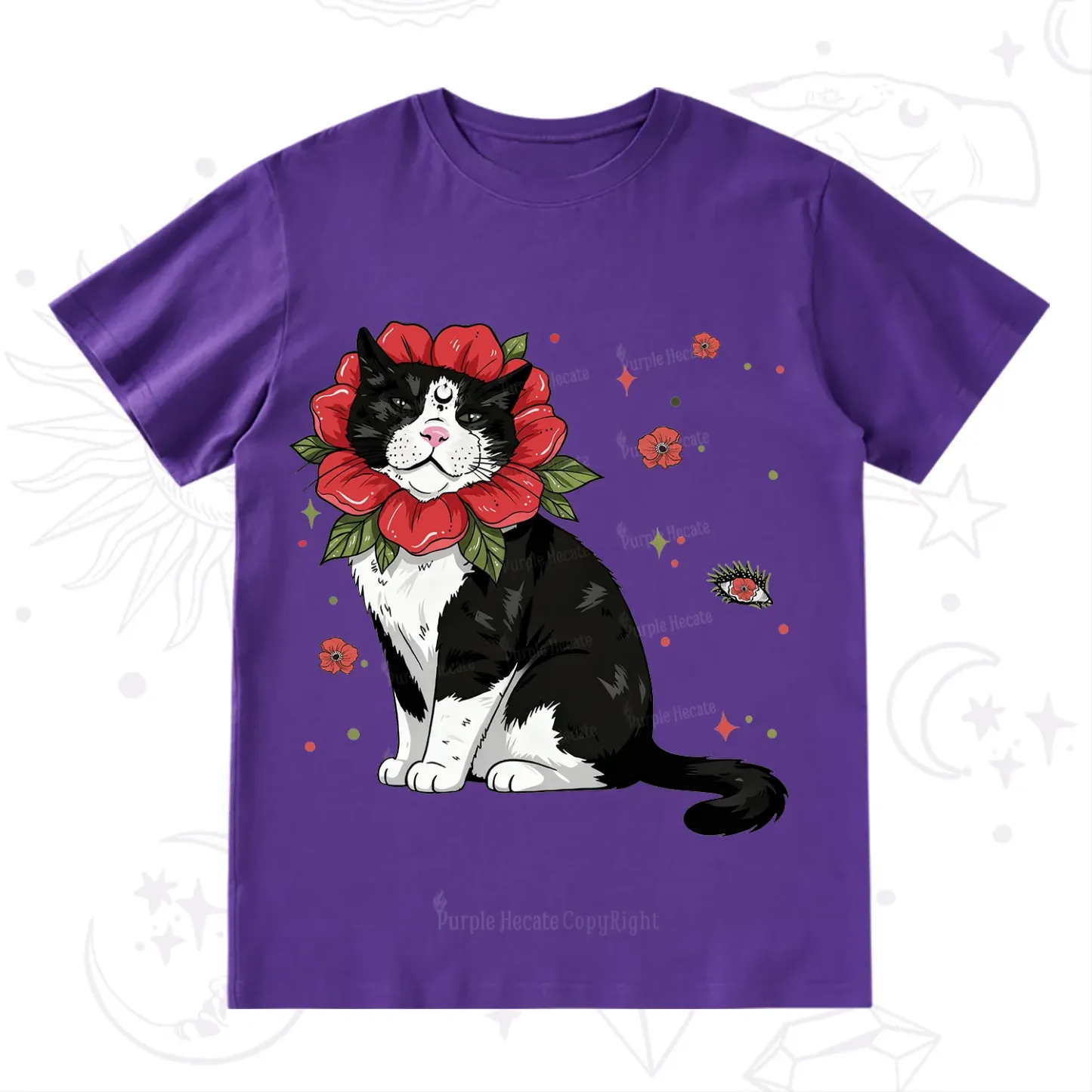 Purplehecate Cat in Flower Crown T-Shirt