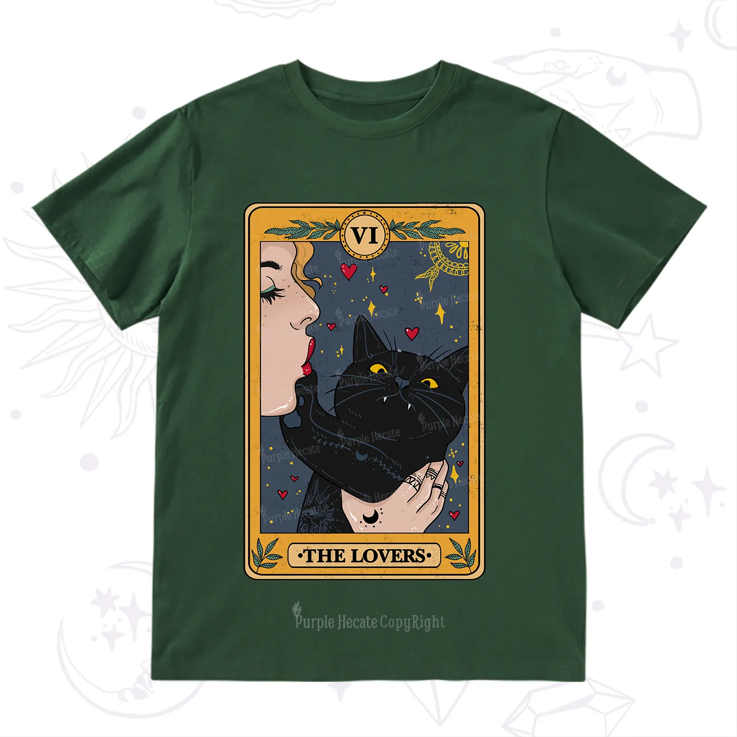 Purplehecate The Lovers Cat Tarot T-Shirt