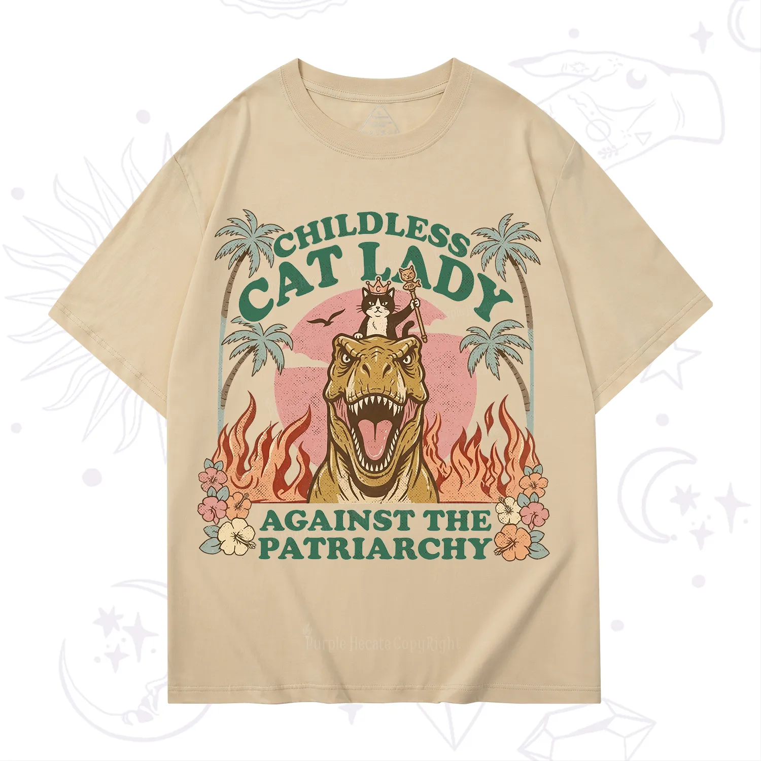 Purplehecate Childless Cat Lady Burn the Patriarchy T-Shirt