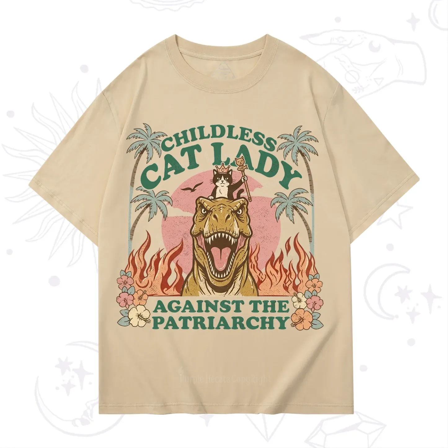 Purplehecate Childless Cat Lady Burn the Patriarchy T-Shirt
