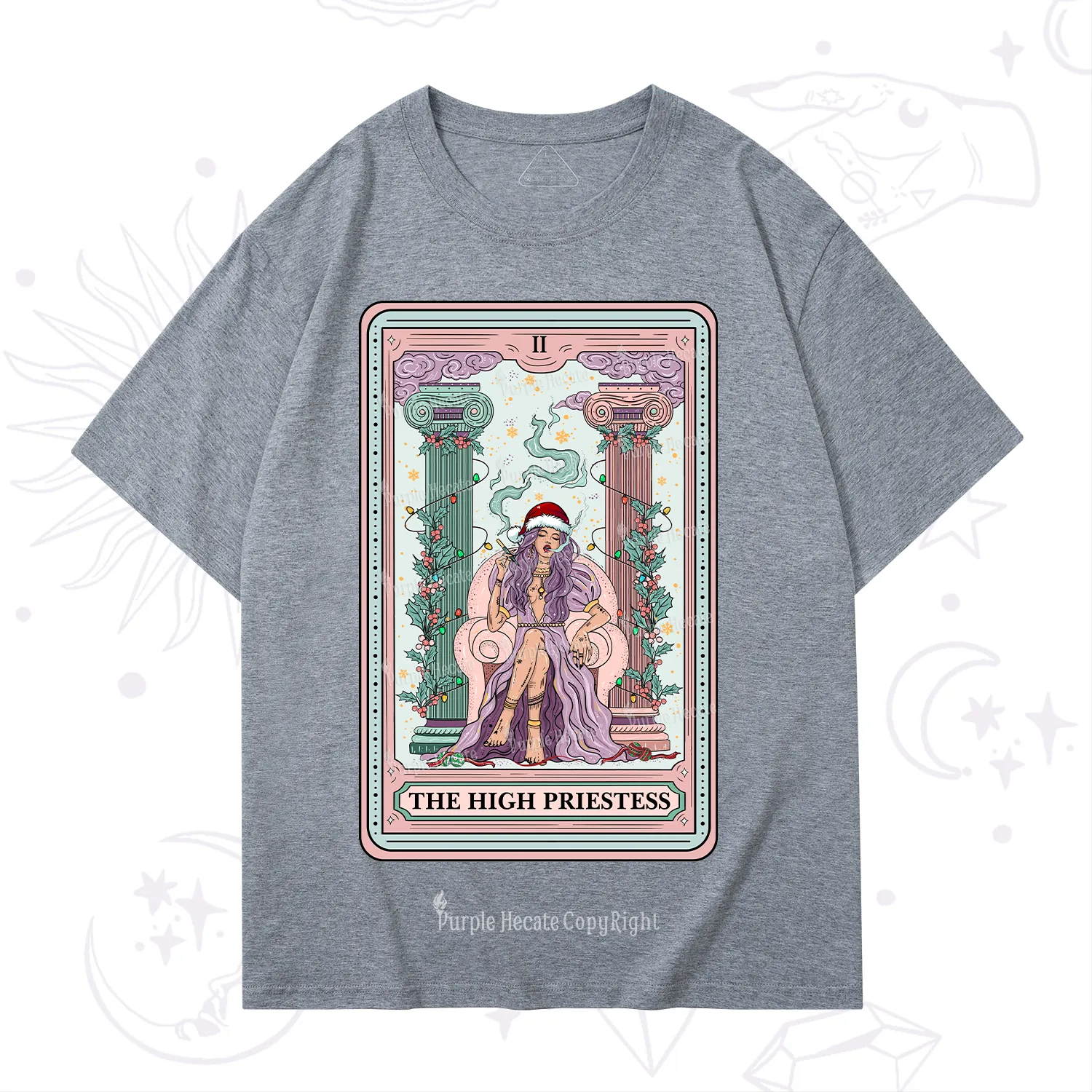 Purplehecate The High Priestess Tarot Card Christmas T-Shirt