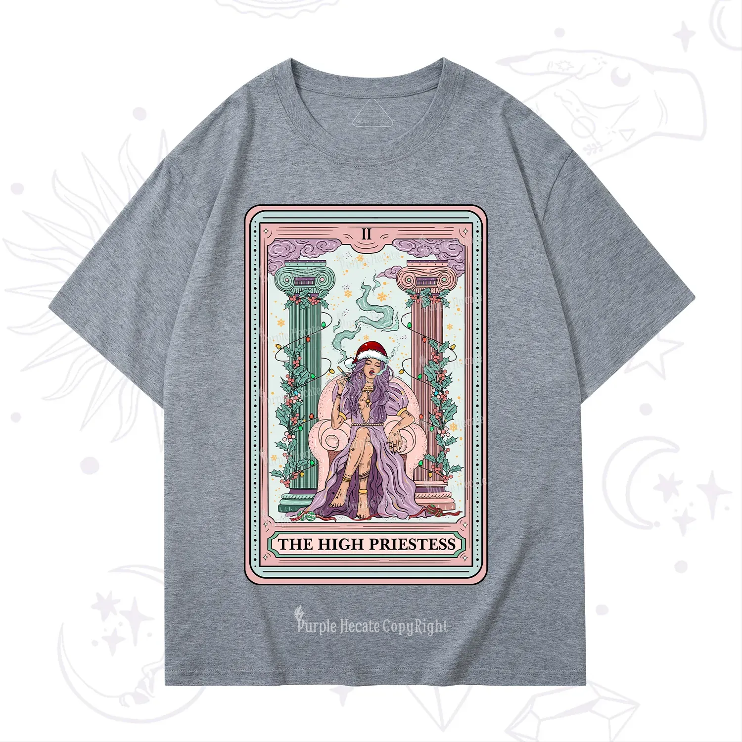 Purplehecate The High Priestess Tarot Card Christmas T-Shirt