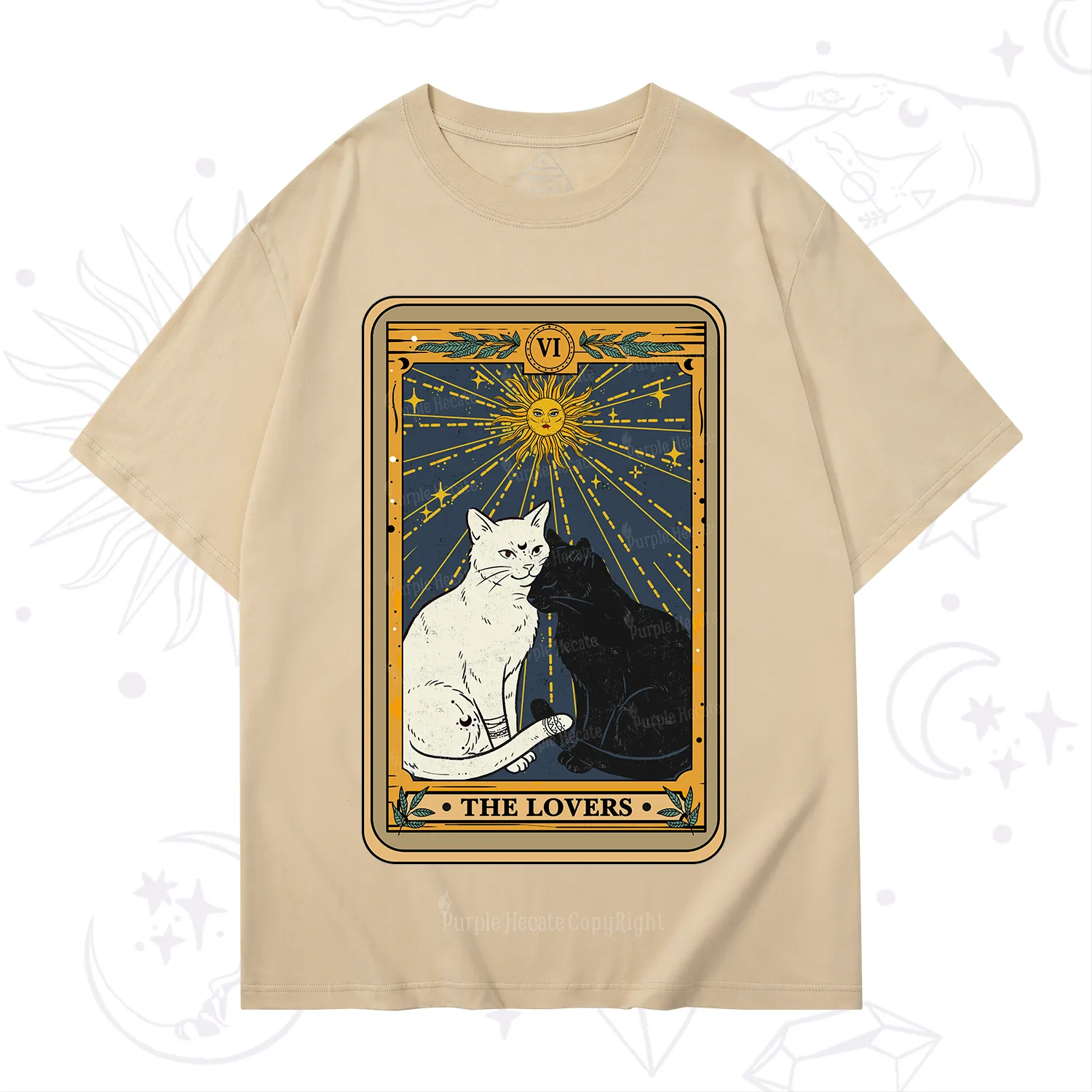 Purplehecate The Lovers Cat Tarot Card T-Shirt